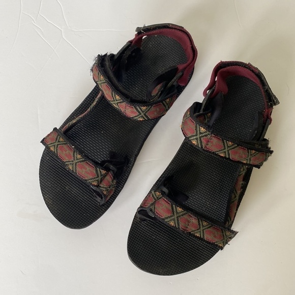 Vintage retro Merrell men's size 9 tribal print fabric velcro sandals - Picture 5 of 11